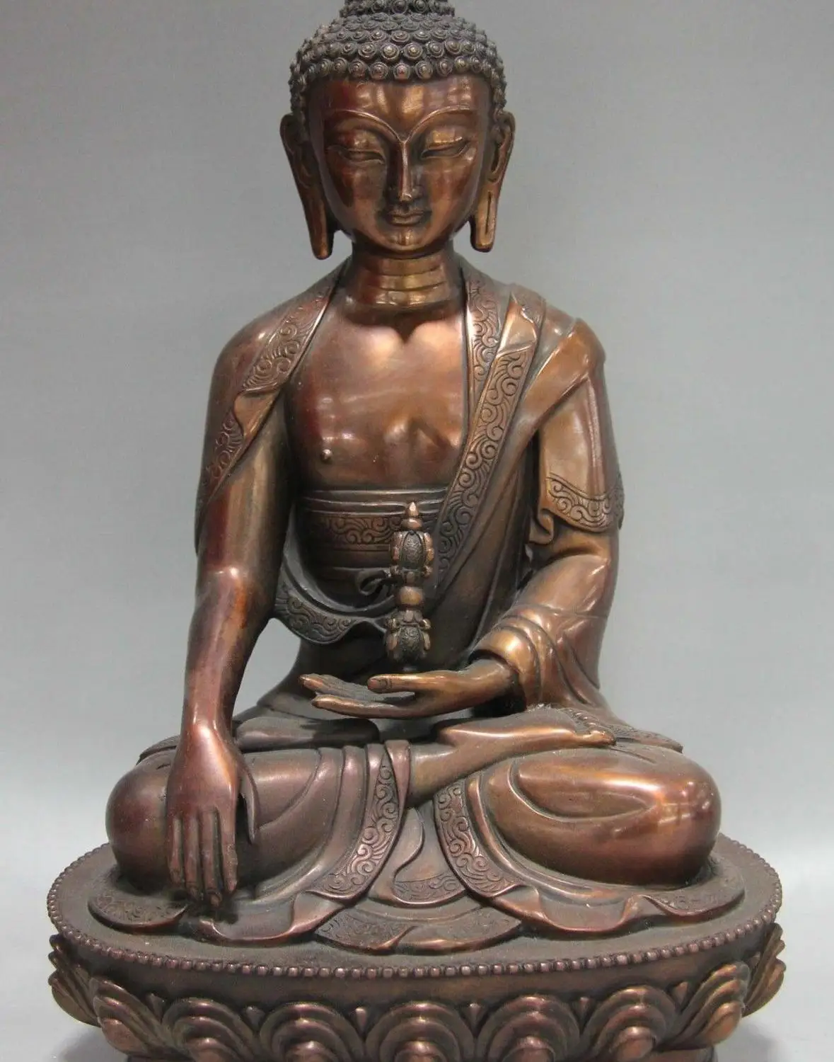 

Tibet Buddhism Temple Red Copper Bronze Sakyamuni Tathagata RuLai Buddha Statue