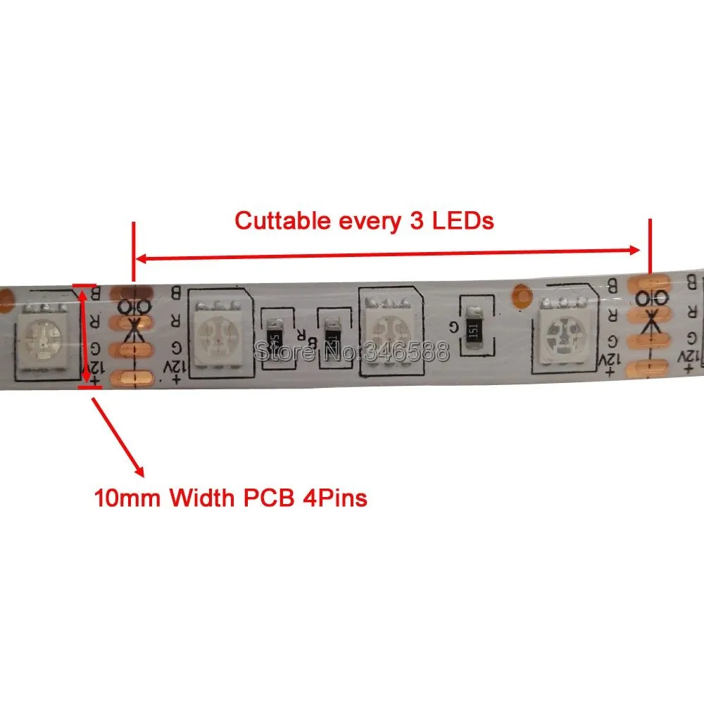 5 м 12 В 5050 RGB Светодиодные ленты свет 60led/m 300 светодиоды DC12V Гибкие светодиодные Клейкие ленты, RGB Multi-Цвет, ip20/ip65 Водонепроницаемый 60 LED/м