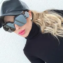 Luxury Sunglasses Brand Designer Ladies Oversized One Pieces Mirror Sunglasses Women Rimless Sun Glasses Female Oculos De Sol