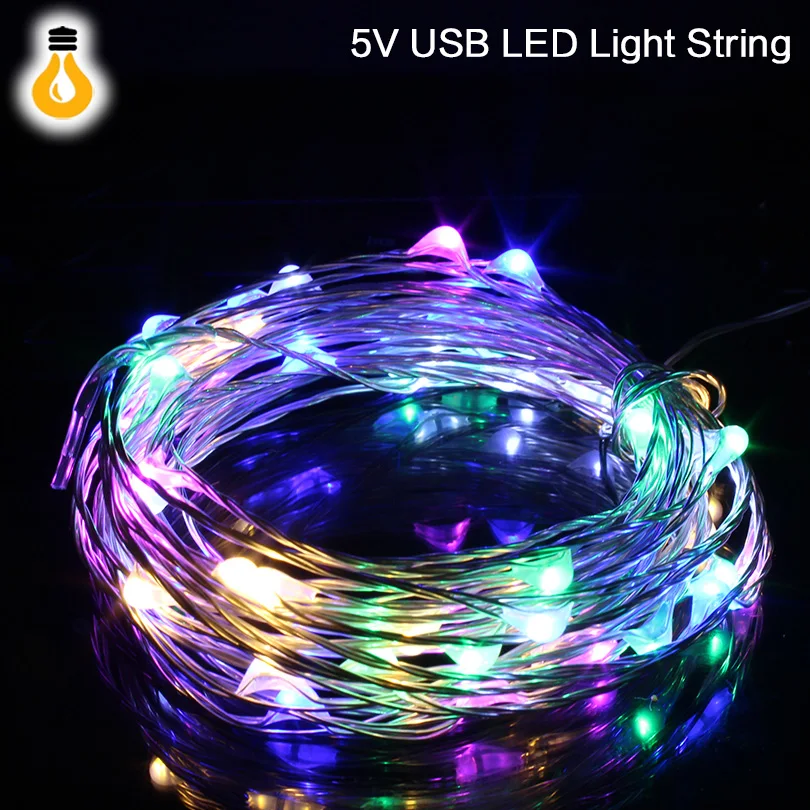 10 м медная проволока 5 USB В светодиодная гирлянда Рождественские огни RGB