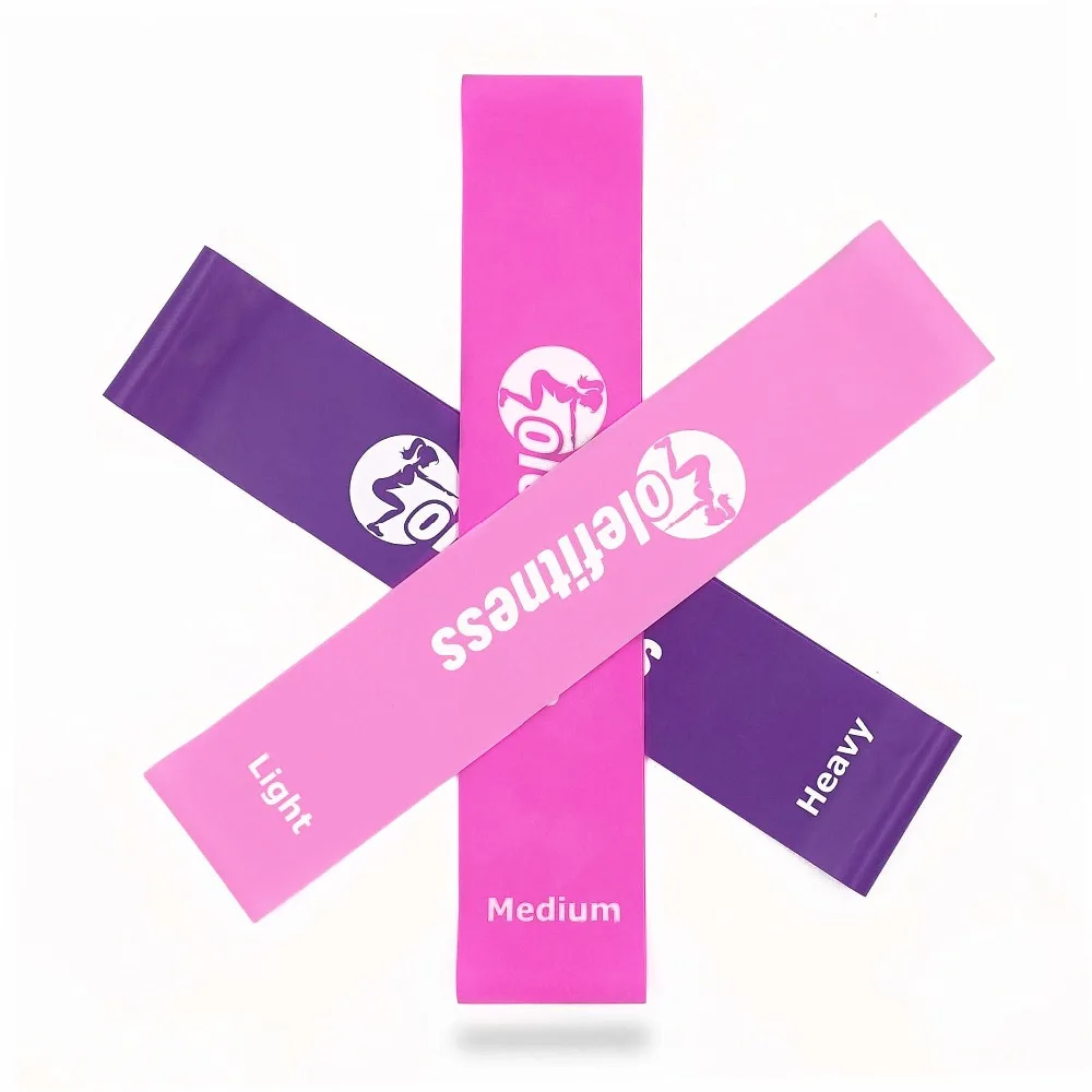 Olefitness Resistance Loop Bands Pink Set of 3 with Carrying Bag Elastic Bands Women Exercise Equipment for Home and Gym Workout