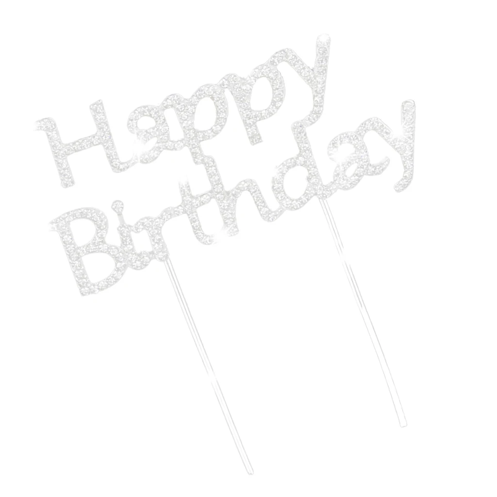 Happy Birthday Party Cake Topper Pick Sign Diamonte Crystal Rhinestone Cake Decorating Supplies for birthday party aniversary