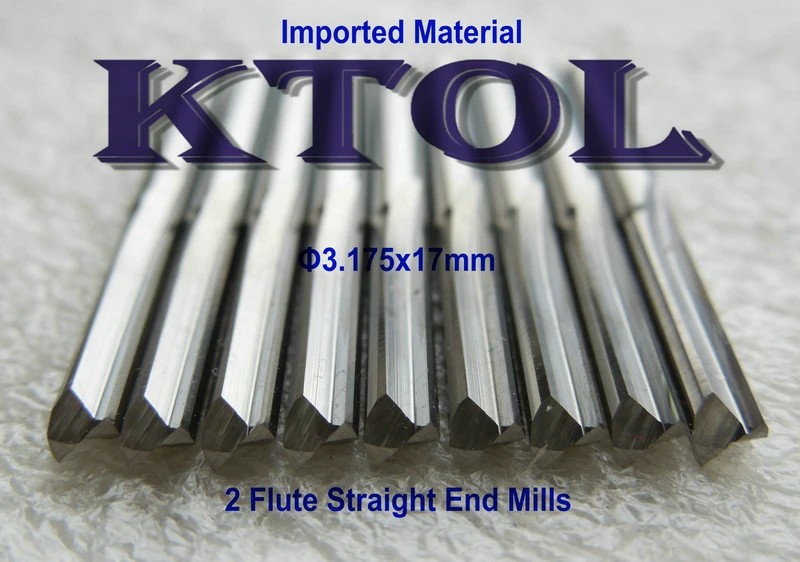 

HIGH-CLASS 1/8'' x17mm Two Flute Straight Bit CNC Carbide Endmill Cutter Wood Router Tools,10pcs Slot Cutter MDF End Mill Set