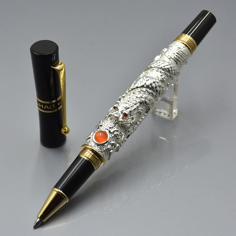 Высокое качество Jinhao Марка ролик ручка для золотой и серебряный дракон скульптура школьные канцелярские принадлежности Роскошные писать подарочные ручки