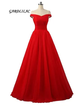 

2019 New Long Prom Dress Cap-Sleeve Red Wedding Party Gown Prom Gown Tulle Bridesmaid Dresses Evening Gown