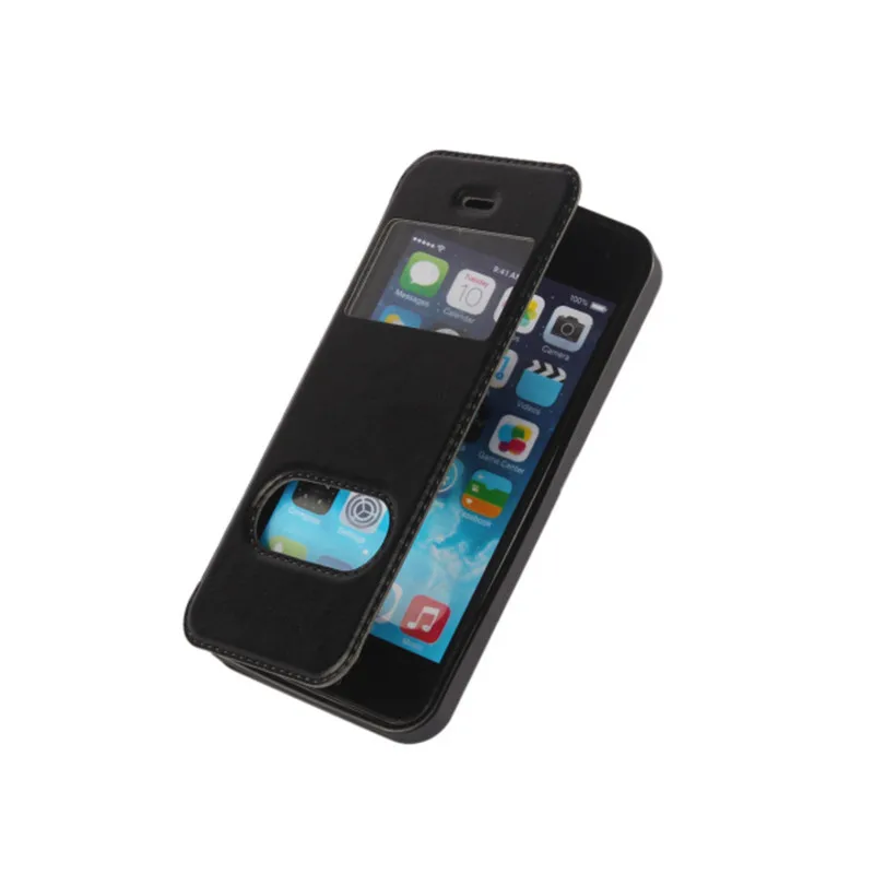 Роскошный чехол для мобильного телефона с окошком обзора для Apple iPhone5 5SE, 4 дюйма, модный флип-чехол из искусственной кожи, магнитный раздвижной ответ