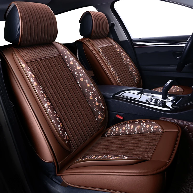  Flax-leather car seat covers for pajero sport renault fluence bmw g30 hyundai solaris 2017 vw jetta