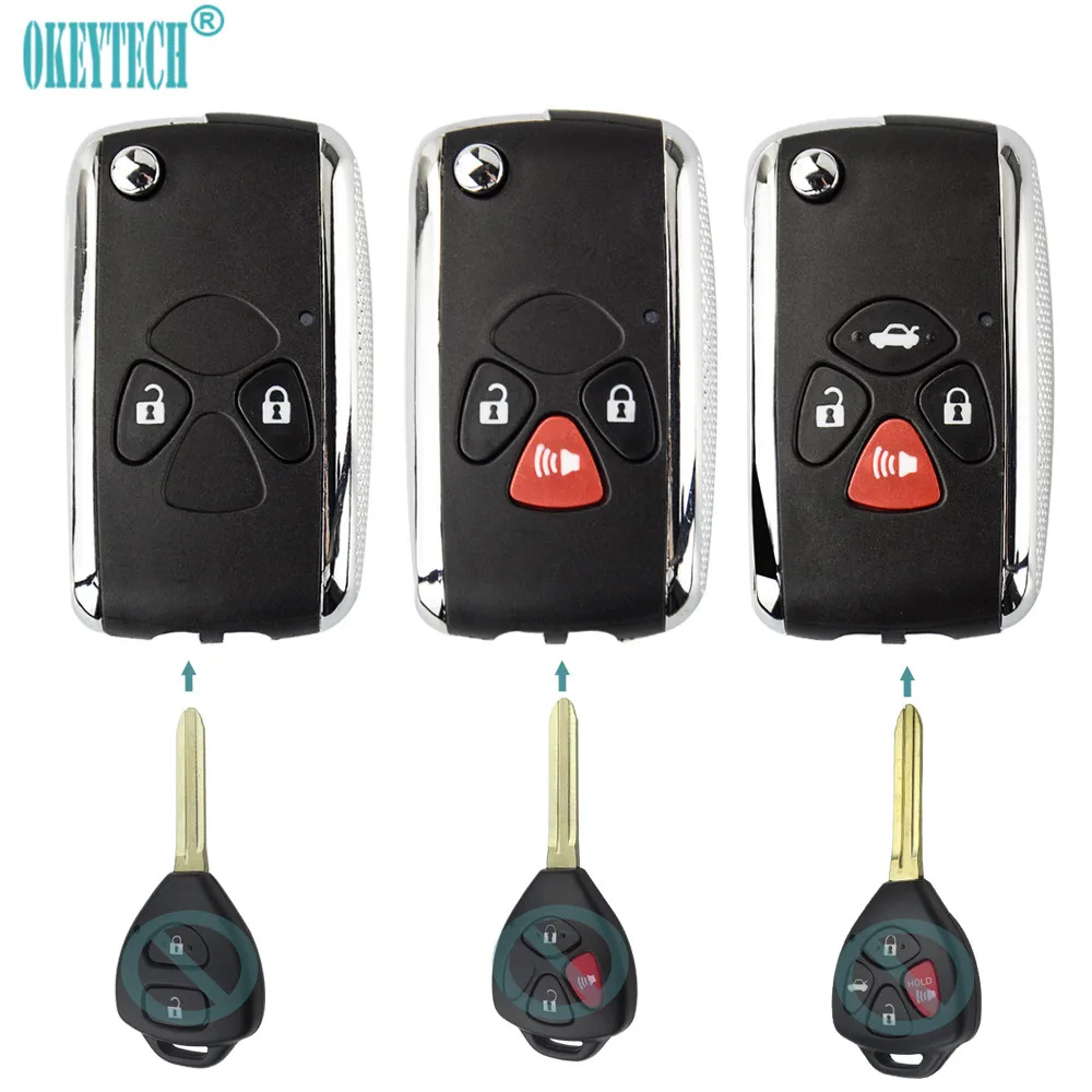 Modified flip key shell for toyota camry