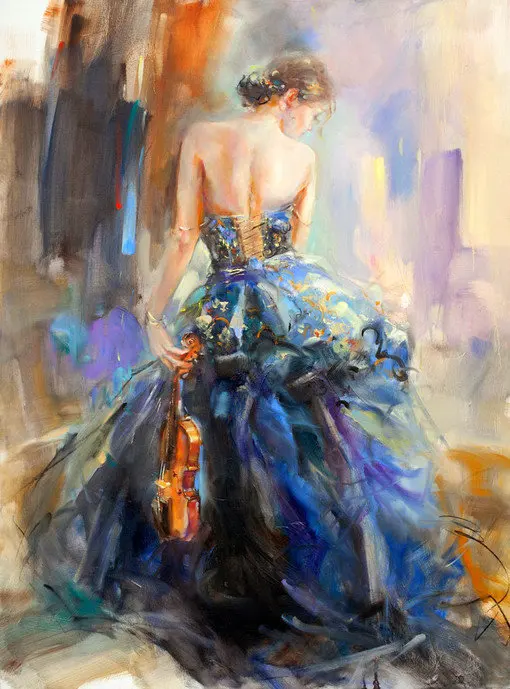 Diy 5d Diamond Painting Violin girl Cross Stitch Full Resin round Embroidery painting Rhinestone mosaic Pasted picture | Дом и сад