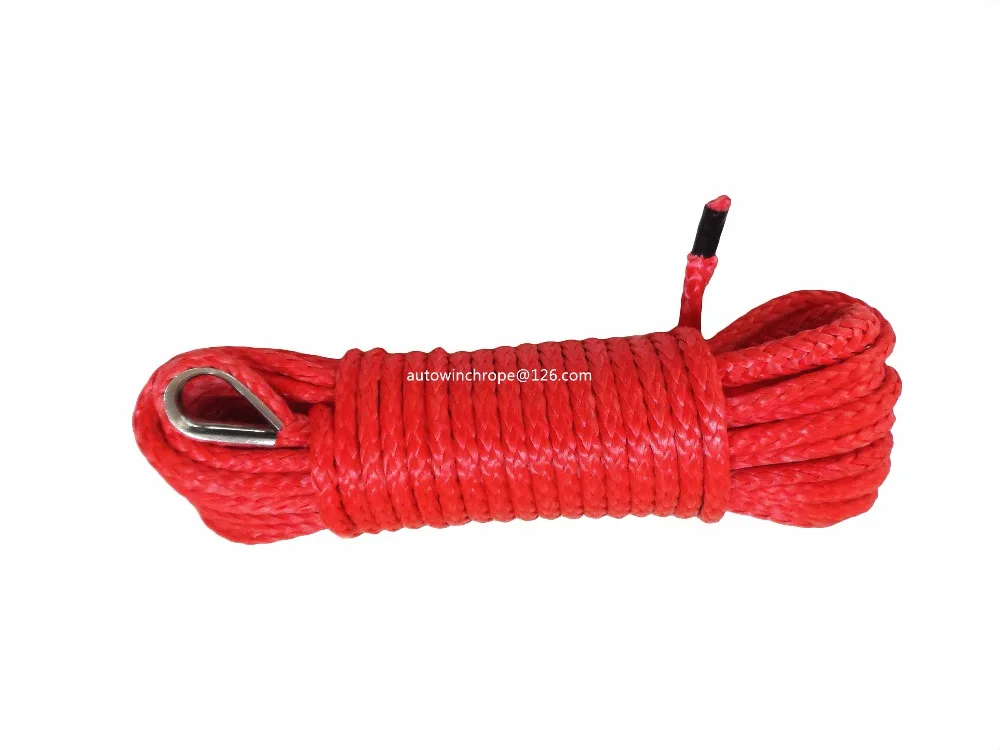 Red 6mm*15m Kevlar Winch Cable,Synthetic Winch Rope 6mm,ATV Winch Line
