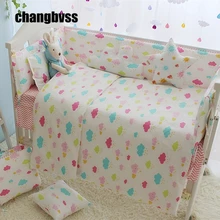 7PCS colorful clouds pattern baby bedding bumper crib liner cotton crib bumper baby cot bedding sets baby bed protector