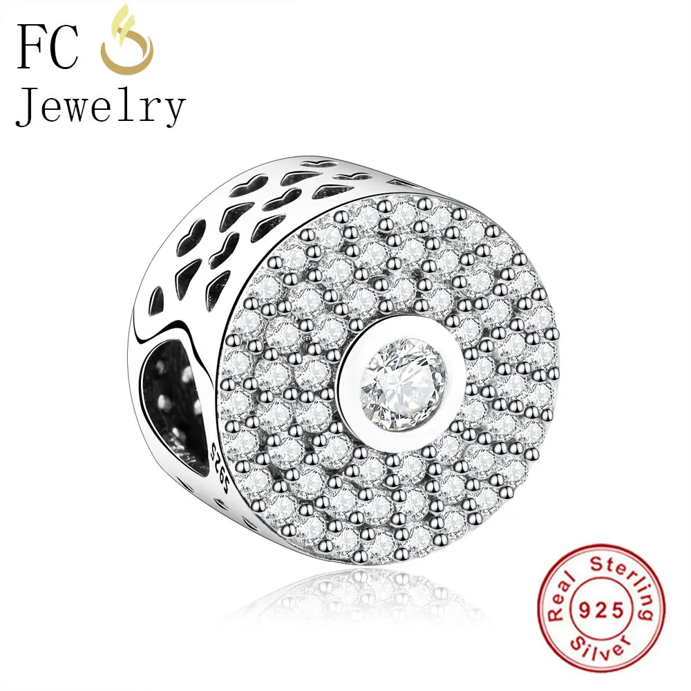 

FC Jewelry 100% Authentic 925 Sterling Silver Round Love Hearts Charm Beads Fit Original Pandora Charms Bracelet Berloque Gifts