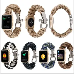 Для Apple Watch iwatchbands 42 мм парашют шнур на открытом воздухе Нержавеющая сталь Buclkle ремешок классический с разъемом адаптер