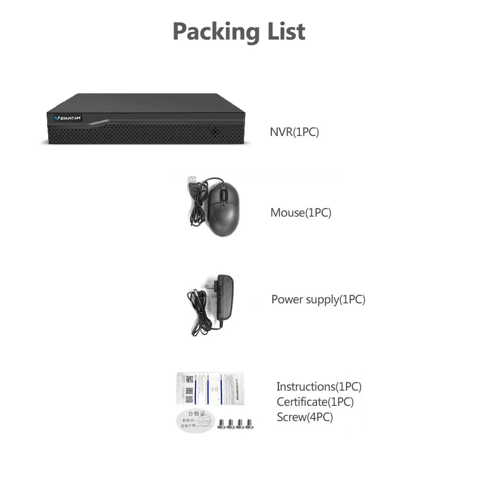 VStarcam HD 4 канального сетевого видеорегистратора 4CH аудио вход HDMI сети видео