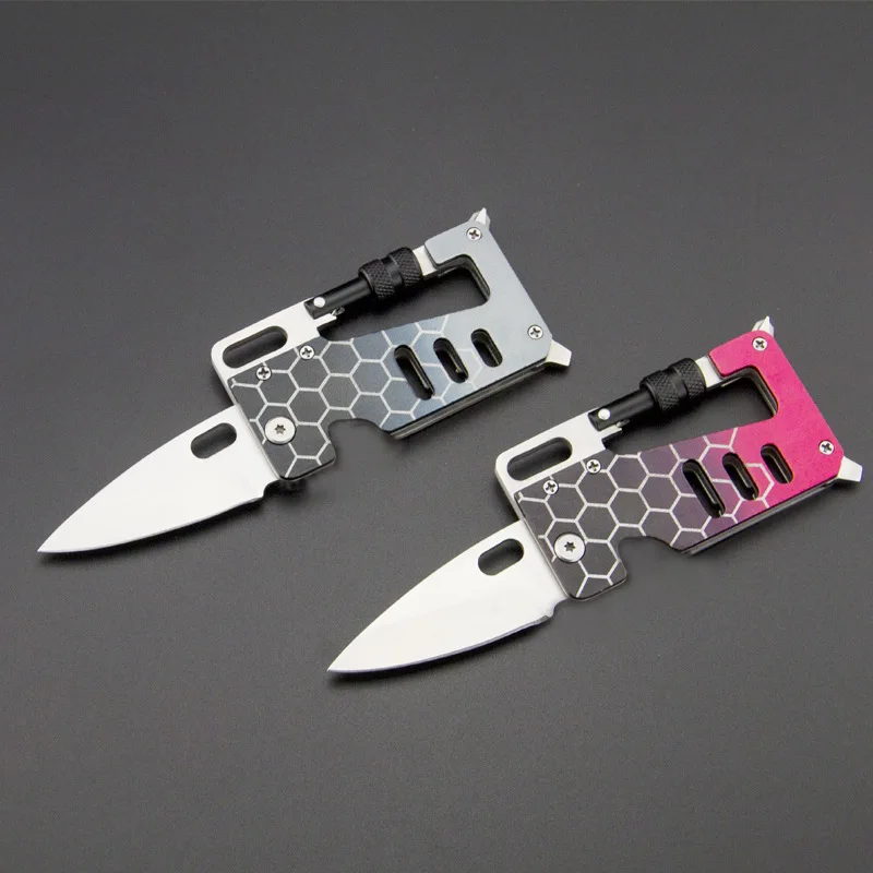 

Outdoors Camping Hiking 4-in-1 Climbing Clamp Aluminum Sheet Hook Multifunctional Knife EDC Tool