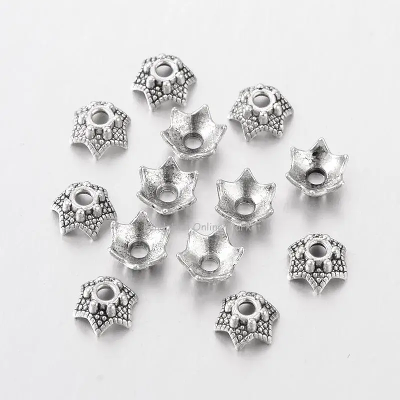 1000 шт старинное серебро 6 лепестков цветка тибетская Серебряная бусина шапки для самостоятельного изготовления ювелирных изделий браслет