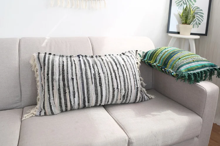 2019 Новая высококачественная тканая подушка в стиле кантри для гостиной диванные подушки зеленая грубая полоса большая подушка 42*78 см