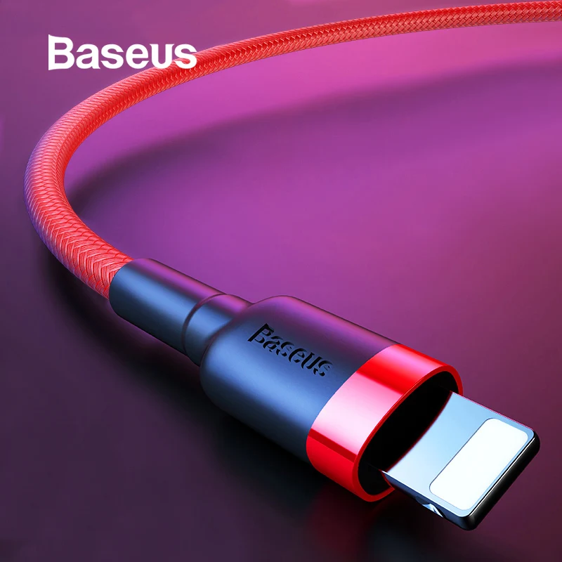 Baseus 2.4A كلا الجانبين عكسها كابل يو اس بي ل فون Xs ماكس Xs XR X 8 7 مزامنة بيانات الحبل ل IOS 12 سريع شحن مزين كابو