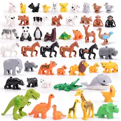 Zoo Animal Builidng блоки Тигр Лев челюсти призрак зомби кошка колеса Модель DIY игрушки Фигурки совместимы с Duploings динозавр игрушка