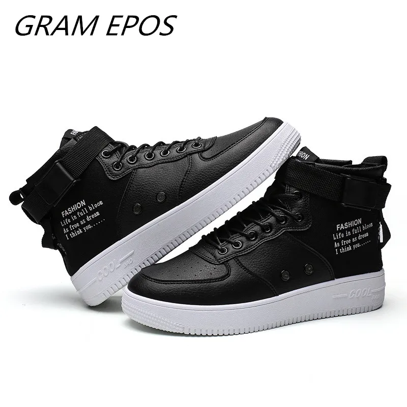 

GRAM EPOS Men's Autumn Winter High Top Leather Shoes Fashion Lace Up Breathable Casual Shoes Street Style Hip-hop Shoes Sapatos