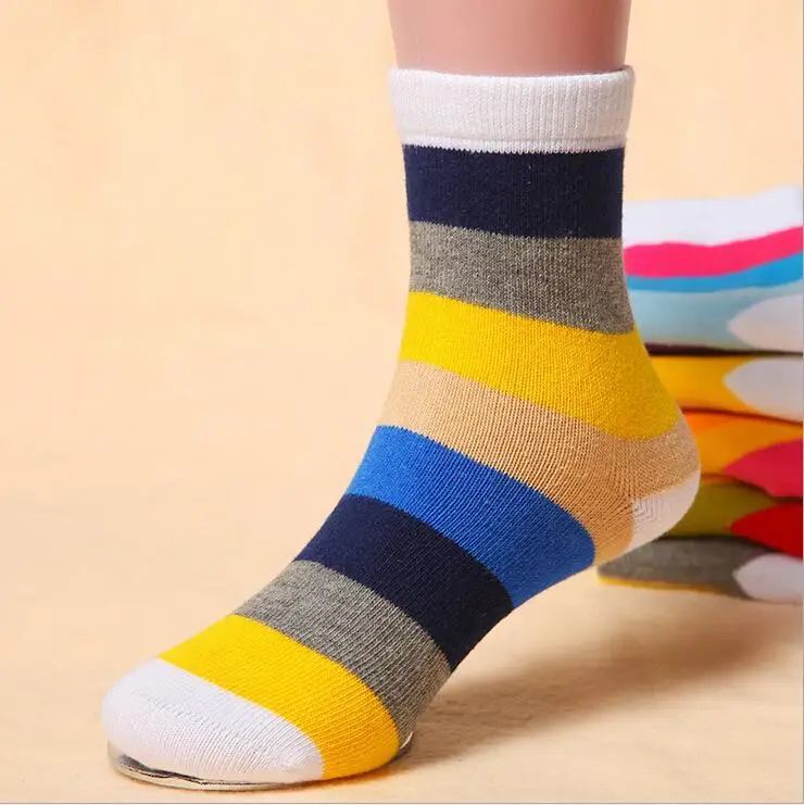 1 пара, хлопковые детские носки для маленьких девочек на весну и осень, теплые полосатые Разноцветные детские дешевые Тапочки для подростков