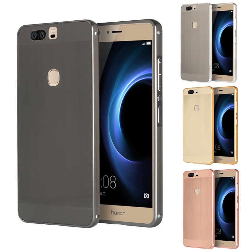 

For Huawei Honor V8 Brushed mirror Back Cover Case for Huawei Honor V8 Plating Aluminum Metal Frame for Huawei Honor V 8 Case