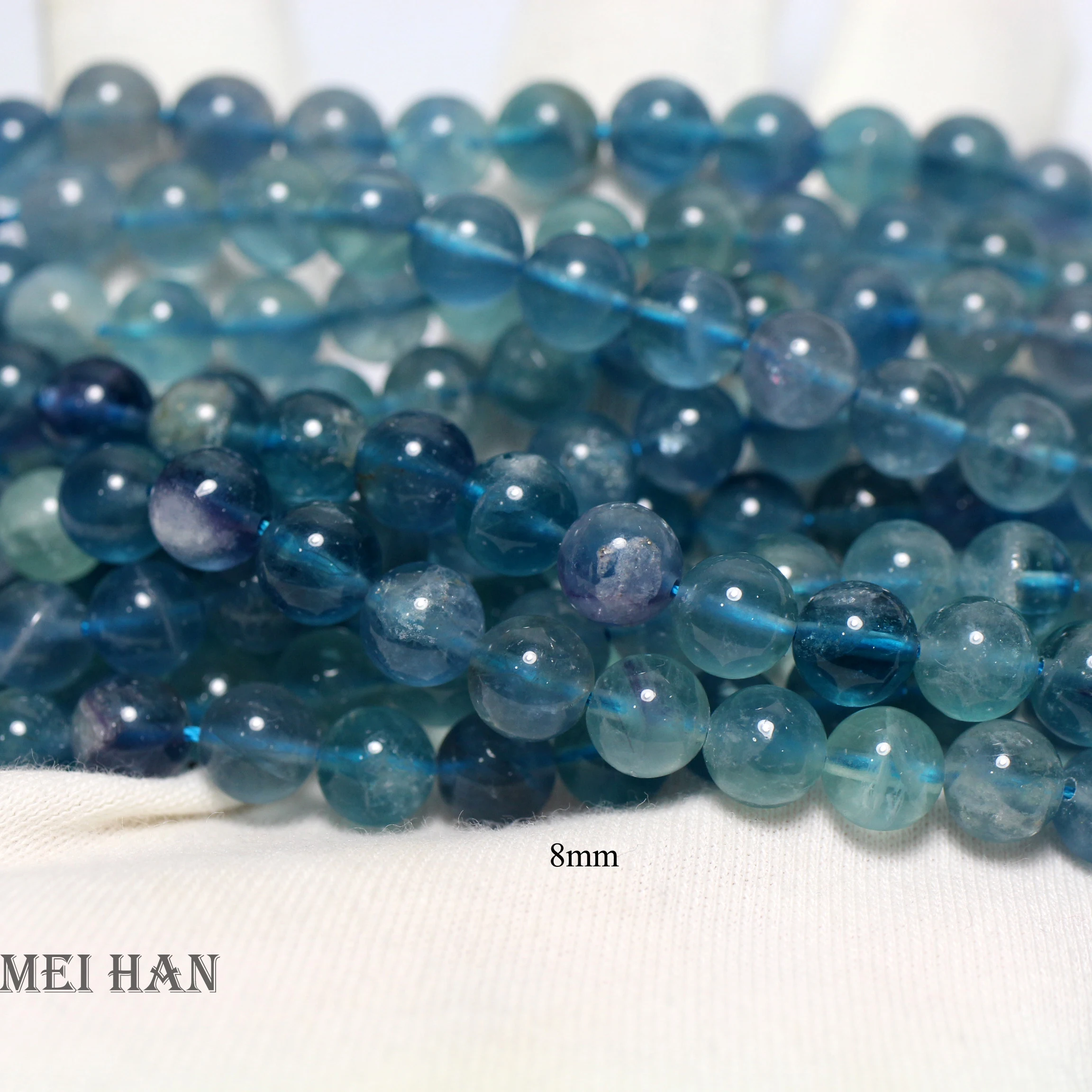 Meihan 8 мм, 10 мм, 12 мм натуральный синий флюорит Гладкие Круглые бусины для изготовления ювелирных изделий