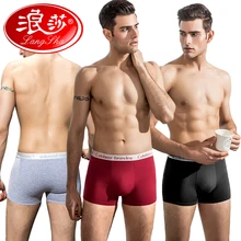 Мужские трусы-боксеры LANGSHA, мягкие и удобные хлопковые трусы, фирменное нижнее белье, однотонные, большие размеры, набор из 3 шт
