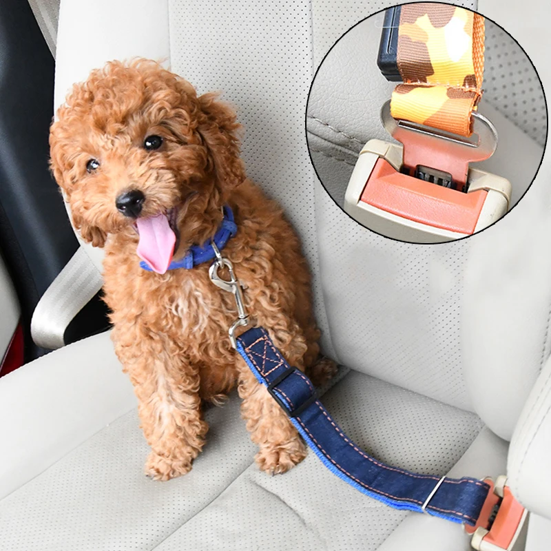 HonFei Dog Leash Car Seat Belt Set Reflective and Adjustable Dural Nylon Dog Leash Dog Harness with Collar for Vehicle and Running 
