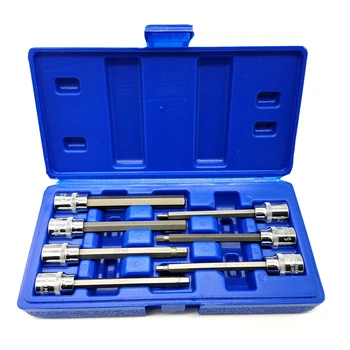 

7pc 3/8 Inch Drive Hex Bit Socket Set Metric Extra Long Reach Socket Wrench Set Car Repair tool 110mm Chrome Vanadium CRV