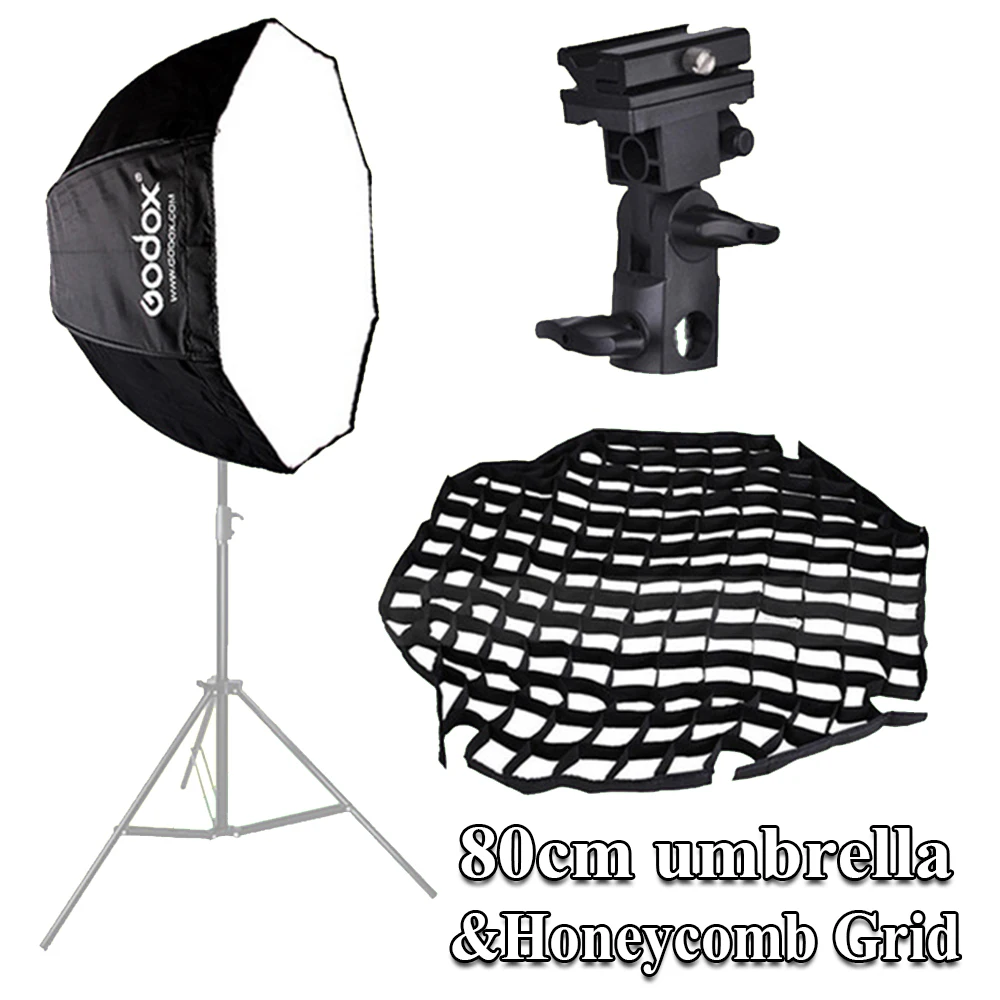

Godox 32"/ 80cm Umbrella Octagon Softbox Reflector+Honeycomb Grid for Studio Photo Speedlight and B-type Flash Hot Shoe bracket