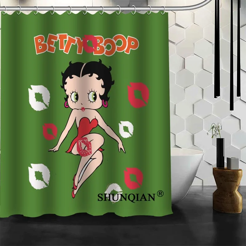 Best хороший обычай Betty Boop душ Шторы Для ванной Шторы Водонепроницаемый Ткань Ванная комната Шторы больше размер a6.1-37 - Цвет: Многоцветный