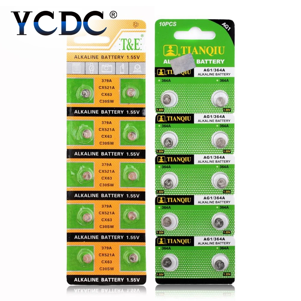 YCDC 10 шт. аккумулятор таблеточного типа AG6 AG12 AG8 AG9 AG10 AG11 1,5 V lr1130 акумуляторная батарея ворс ag6 pour montre