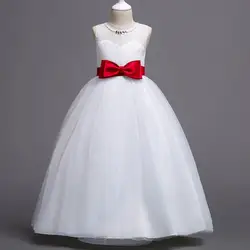 2019 модная детская одежда красивое детское платье принцессы кружевное длинное платье без рукавов с бантом для девочек
