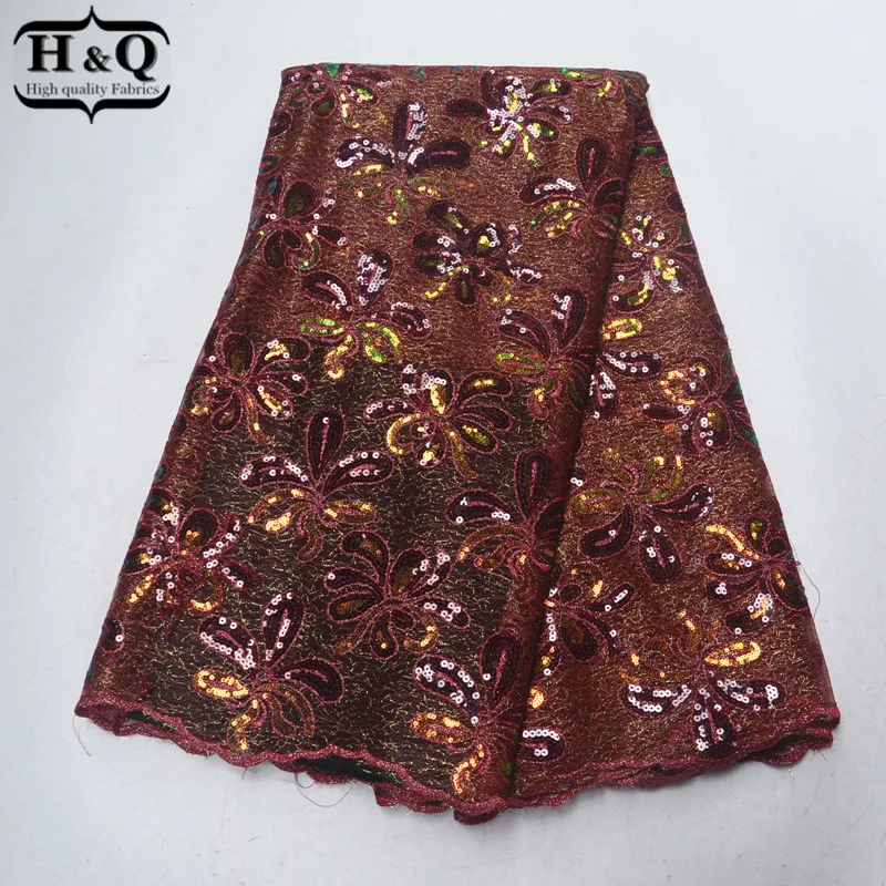 

Hot Selling 5 Yards/Piece Tulle Lace Fabric Glitter Lace African Net Lace Fabric With Sequins For African Party Mesh Dress 2019