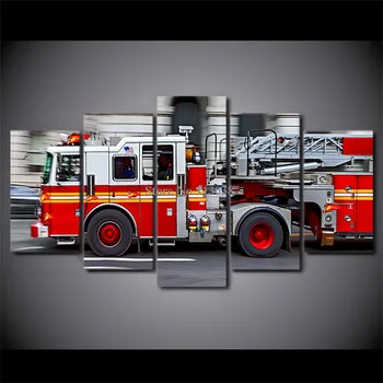 

5 Panels Fire Engine Printed Canvas Painting Living Room Wall Art Pictures Home Poster Do Dropship Free Shipping