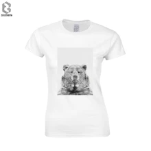 

Mobile Art 2018 Women Animal Tshirt Girl's O-Neck 100% Cotton T Shirt Wild Bear Short White T-shirt Summer Clothes