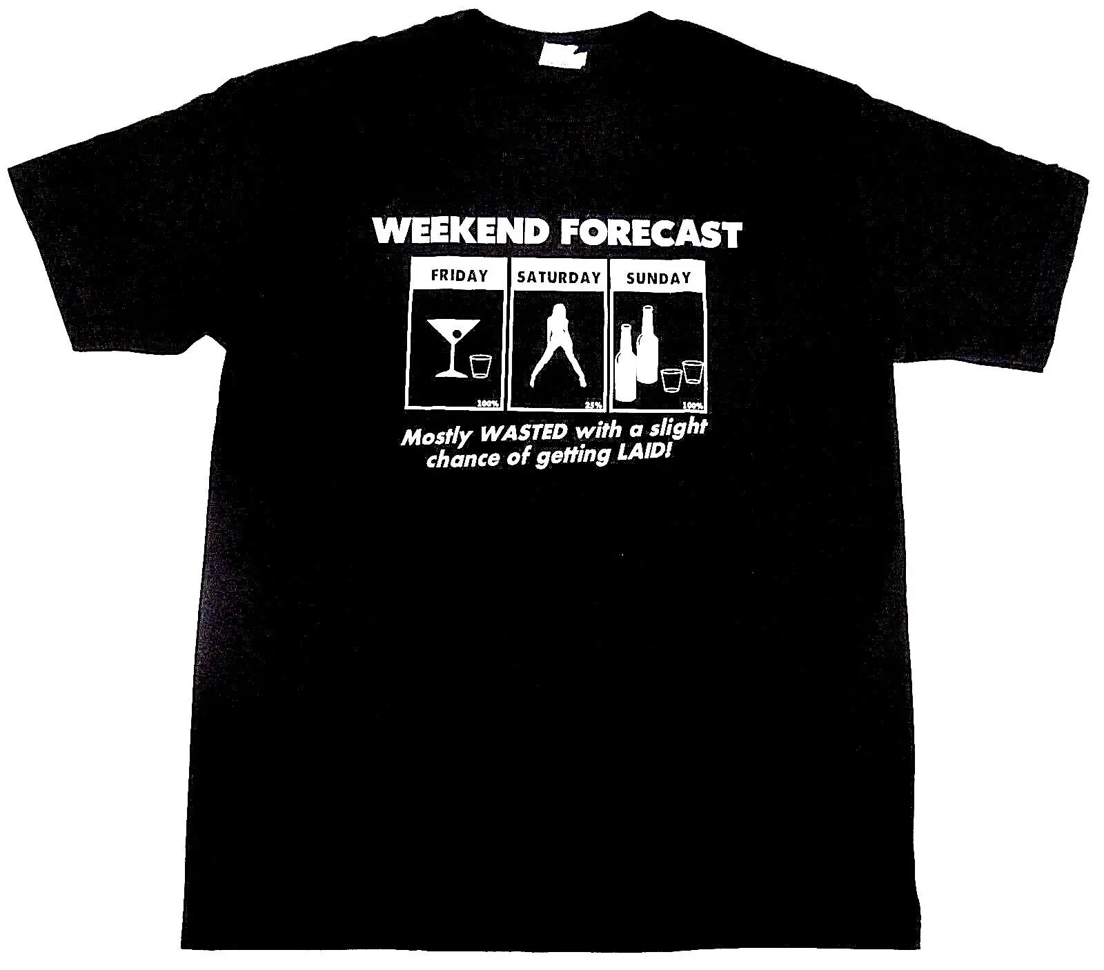 WEEKEND FORECAST футболка питьевой смешной взрослый юмор мужская черная новая|Футболки|