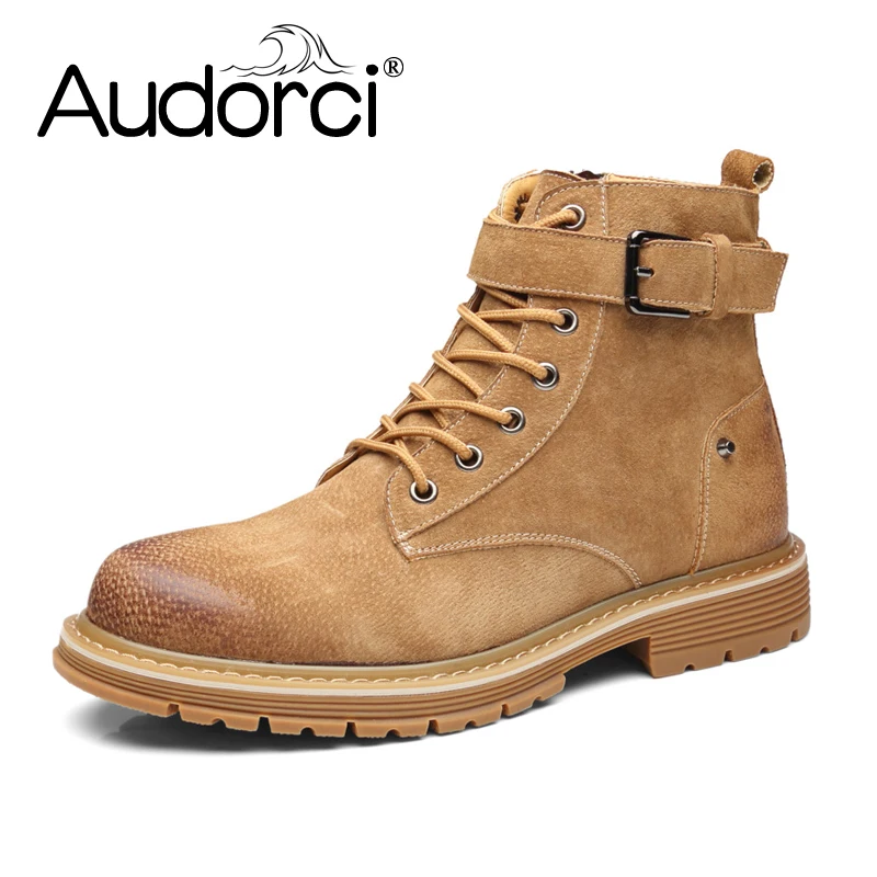 Audorci 2018 осенние мужские повседневные туфли 3 цвета удобные кожаные рабочие