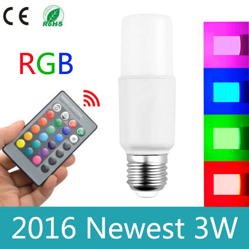 

E27 LED RGB Bulb lamp AC110V 220V 3W LED Corn light dimmable magic Holiday RGB lighting+IR Remote Control 16 colors with Memory