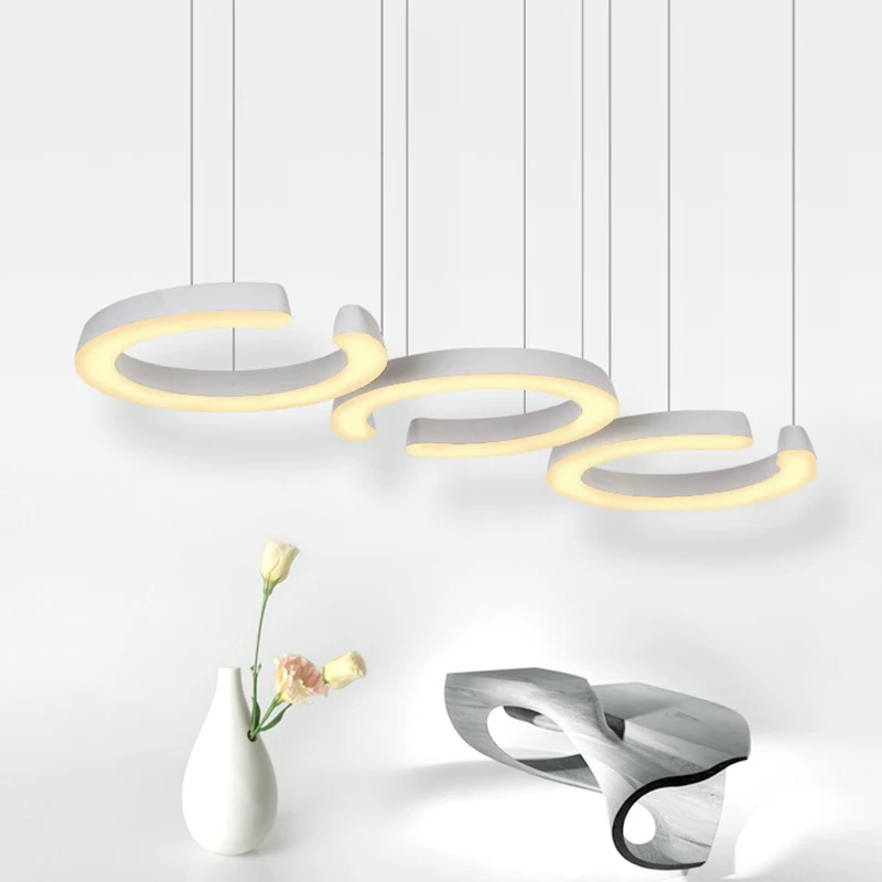 

Modern Acrylic 36W LED Hanging Lamps 3 Lights Metal Bases Study Room Dining Room Pendant Light Fixtures With Round Canopy P608