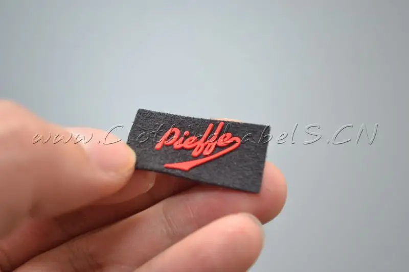 Custom rubber label, embossed logo of suede leather labels for clothing