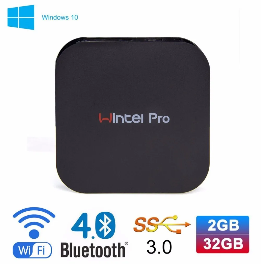 Wintel W8 Pro мини-ПК с Windows 10 OS Z8300 Процессор 2 ГБ/32 ГБ флэш-памяти, wintelpro 2,4G, Wi-Fi, BT4.0 RJ45 100 м ТВ для системы Windows W8Pro