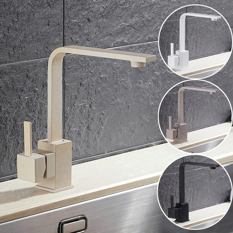 

Newly White Quartz Kitchen Faucets 360 Swivel Mixer Tap Brass Faucet