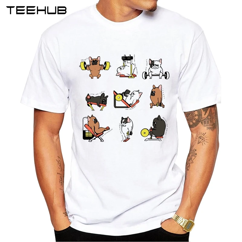 Футболка TEEHUB мужская с принтом французского бульдога модная тенниска круглым