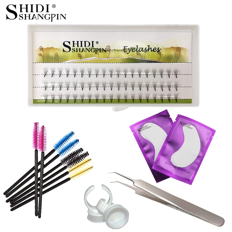

60Pcs C Curl Individual Eyelashes Set Eyelash Extension Kit Individual Lashes Makeup For Tweezers Eye Patches Brushes Cilios