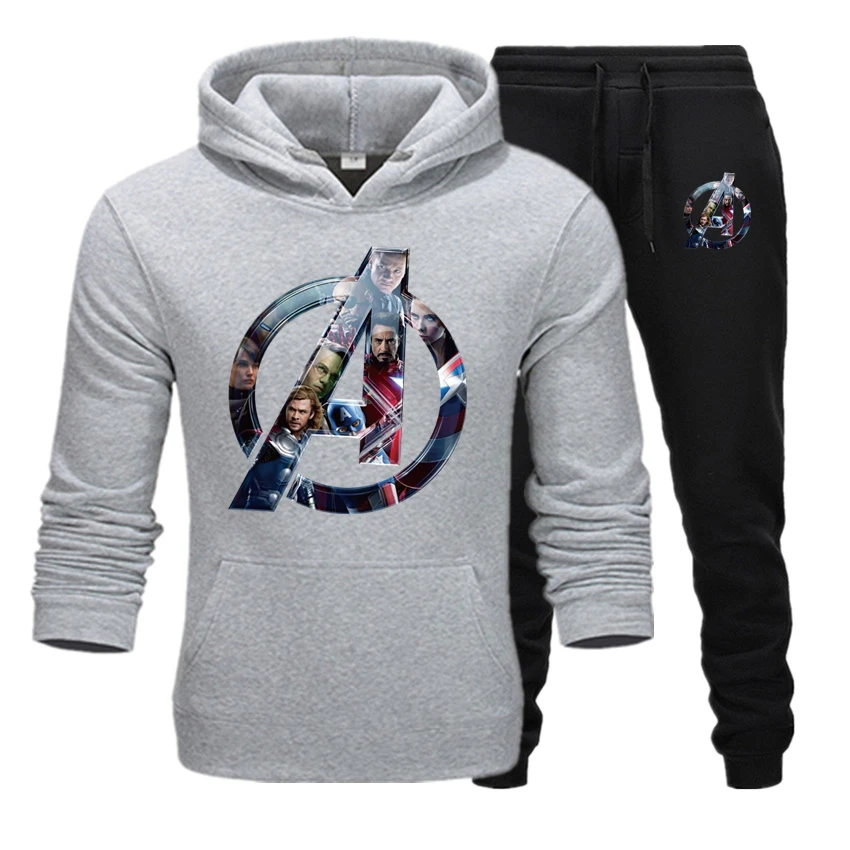 

Winter Autumn Super Hero Marvel 4 Hoodies jacket+ joggers sweatpants man printing suits sportwear Tracksuit Fight Color