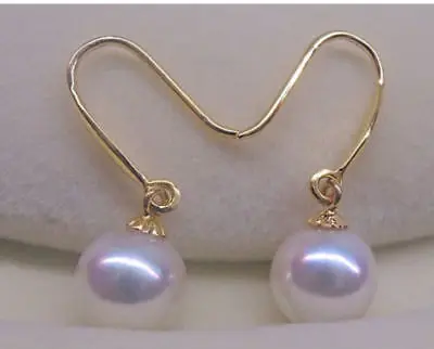 

Beautiful a pair AAA 10-11mm south sea round white pearl dangle earrings