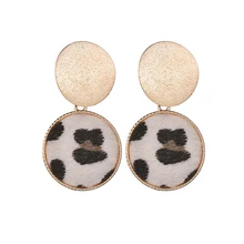 

Fashion Round Leopard Earrings Women Cute Colorful Fur Gold Color Pendant Dangle Earrings For Women Statement Jewelry Gift