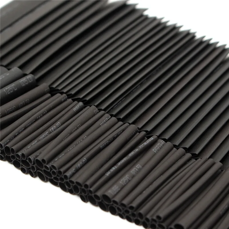 

127Pcs Polyolefin Halogen-Free 2:1 Insulate Heat Shrink Tube Tubing Sleeve for Wrap Wire Sleeve Cable Sleeving Kits Black 7Sizes